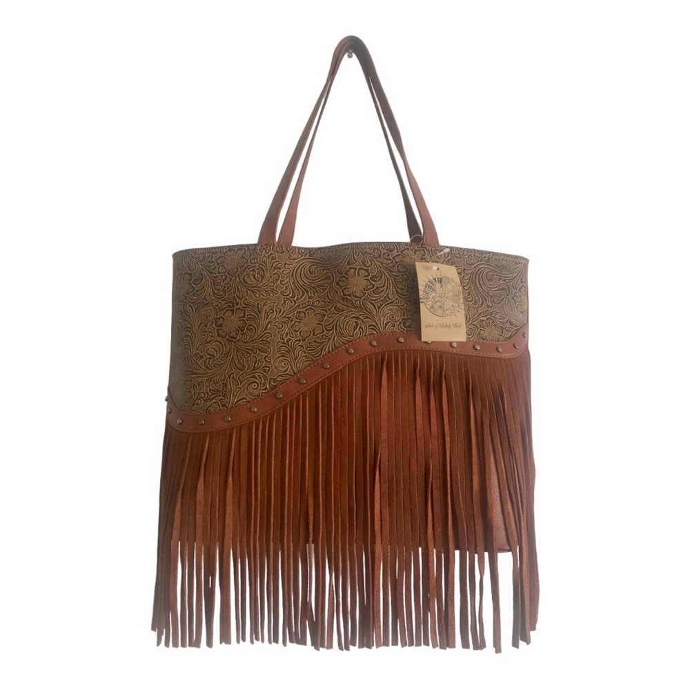 Catchfly Studio Trenditions‎ Western Style Asymmetrical Tooled Yoke Tote Bag